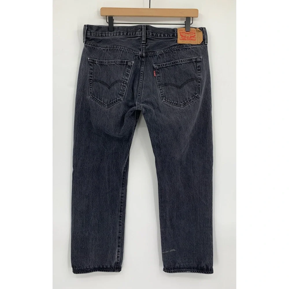 Levis 501 Jeans Mens 36x28 Black Straight Leg Button Fly Fade (Tag 36x30)
